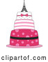 Vector of Pink Parisian Cake with an Eiffel Tower Topper by BNP Design Studio