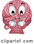 Vector of Pink Yarn Mascot with Double Point Needles by BNP Design Studio