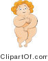 Vector of Pleasantly Overweight Woman Covering Her Nude Body by BNP Design Studio