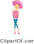 Vector of Pregnant Girl Walking with an Umbrella by BNP Design Studio