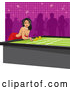 Vector of Pretty Young Hispanic Lady Bending over a Table and Gambling in a Casino by David Rey