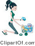 Vector of Pretty Young Mom Putting Toys in a Basket by BNP Design Studio