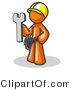 Vector of Proud Orange Construction Worker Guy in a Hardhat, Holding a Wrench by Leo Blanchette