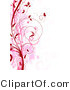 Vector of Red and Pink Floral Grunge Vines with Butterflies - Digital Web Background Border by KJ Pargeter