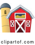 Vector of Red Barn Beside Silo by Visekart