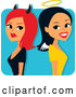 Vector of Red Haired She Devil Standing Back to Back with an Angelic Lady by Monica