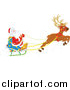 Vector of Reindeer Flying Santa in His Sleigh by Alex Bannykh