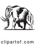 Vector of Retro Black and White Walking Wooly Mammoth by Patrimonio