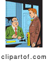 Vector of Retro Comic Styled Red Haired White Business Man Meeting with His Boss by Clip Art Mascots