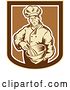 Vector of Retro Woodcut Male Baker with a Mixing Bowl in a Crest by Patrimonio