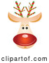 Vector of Rudolph Reindeer Face with a Shiny Red Nose by OnFocusMedia