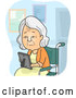 Vector of Sad Senior White Lady Looking at a Picture and Sitting in a Wheelchair in a Nursing Home by BNP Design Studio