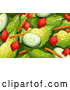 Vector of Salad with Spinach, Cucumbers, Carrots and Bell Peppers by