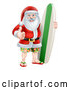 Vector of Santa Giving Thumb up with Surf Board by AtStockIllustration