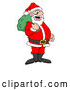 Vector of Santa Smiling with Toy Sack over His Shoulder by LaffToon