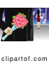 Vector of Secretive Gentleman with Surprise Roses Behind His Back While Walking Towards a Lady by Mayawizard101