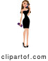 Vector of Sexy Brunette Lady in a Little Black Dress, Talking on a Cell Phone by Peachidesigns