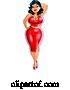 Vector of Sexy Curvatious Black Haired Pinup Lady Posing in a Red Dress by Clip Art Mascots