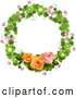 Vector of Shamrock Wreath with Blossoms and Roses by Merlinul