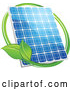 Vector of Shiny Blue Solar Panel with a Circle of Green Leaves by Vector Tradition SM