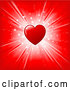 Vector of Shiny Red Heart over a Red Background with a Bright White Burst of Light and Stars by KJ Pargeter