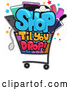 Vector of Shop till You Drop Design with a Cart Full of Items by BNP Design Studio