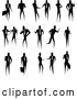 Vector of Silhouetted Collection of Business People Conducting Business and Standing in Poses by AtStockIllustration