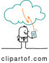 Vector of Sketched Stick Businessman Using a Tablet on the Cloud by NL Shop