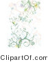 Vector of Splatters and Butterflies with Green, Blue and Pink Vines - Background Design by MilsiArt