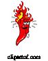 Vector of Sweaty Hot Red Pepper with Flames by LaffToon