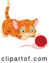 Vector of Tabby Ginger Kitten About to Pounce on a Ball of Yarn by Pushkin