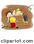 Vector of Three White Boys Watching Tv in a Tree House by BNP Design Studio
