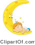 Vector of Tired Baby Sleeping on Crescent Moon by BNP Design Studio