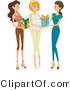 Vector of Two Girl Friends Giving Presents to Pregnant Woman at Baby Shower by BNP Design Studio