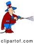 Vector of Uncle Sam in Red, White and Blue, Using a Power Washer and Spraying out Stars on Tax Day or the Fourth of July by Djart