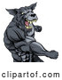 Vector of Vicious Muscular Wolf Guy Punching by AtStockIllustration