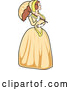 Vector of Victorian Woman Strolling in a Yellow Dress with a Parasol by Andy Nortnik