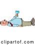 Vector of White Man Laying on His Back After Passing out from Getting Too Drunk, Holding a Glass of Alcohol over His Belly by Djart