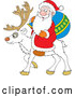 Vector of White Reindeer with Santa by Alex Bannykh