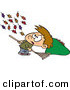 Vector of Wind Blowing More Autumn Leaves to the Ground for a Cartoon Boy to Rake up by Toonaday