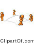 Vector of Wireless Telephone Network of Orange Guys Talking on Cell Phones by Leo Blanchette