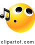 Vector of Yellow Emoticon Face with a Tight Mouth, Whistling Tunes by Tonis Pan