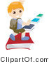 Vector of Young Boy Running on a School Book Path by BNP Design Studio