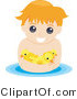 Vector of Young Boy Swimming with Rubber Ducks by BNP Design Studio