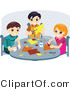 Vector of Young Girl and Two Boys Doing Crafts at a School Table by BNP Design Studio