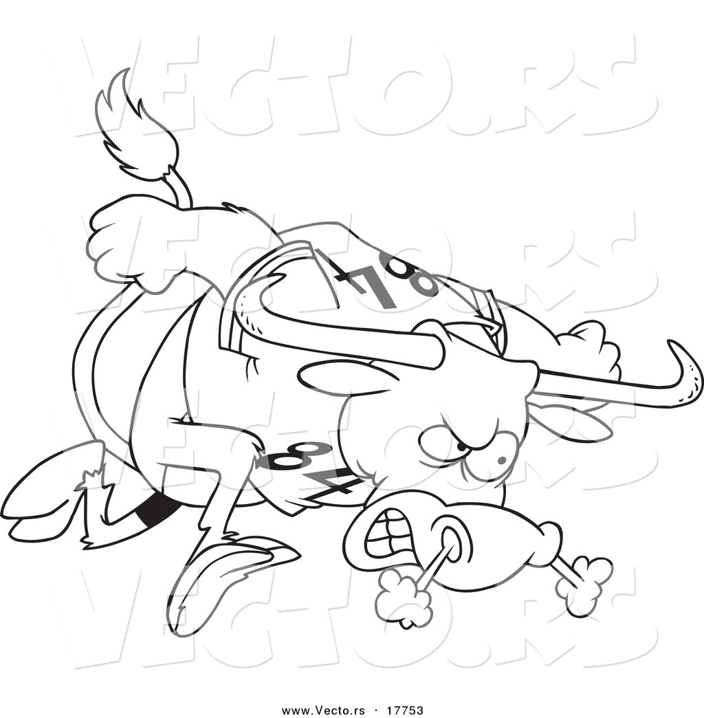 Vector of a Cartoon Longhorn Bull - Outlined Coloring Page by toonaday
