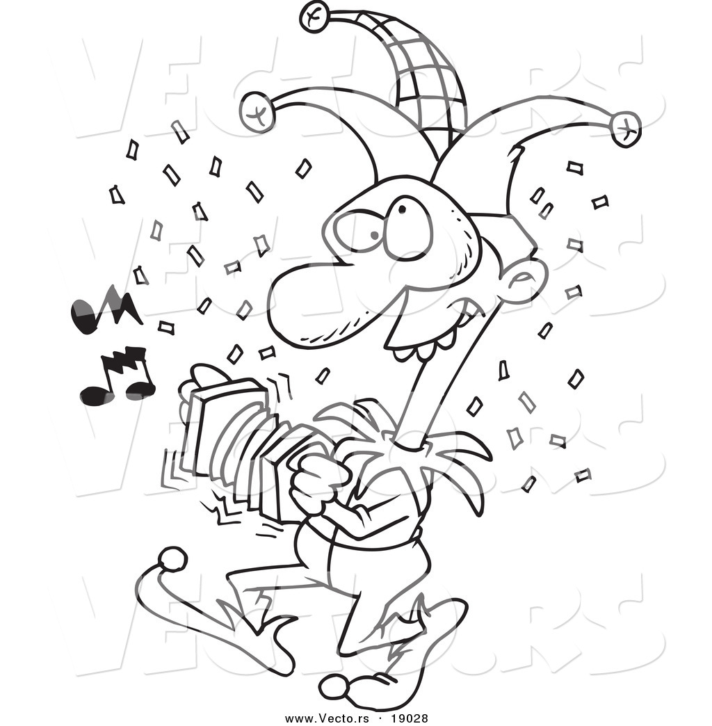 Vector of a Cartoon Mardi Gras Jester Outlined Coloring Page
