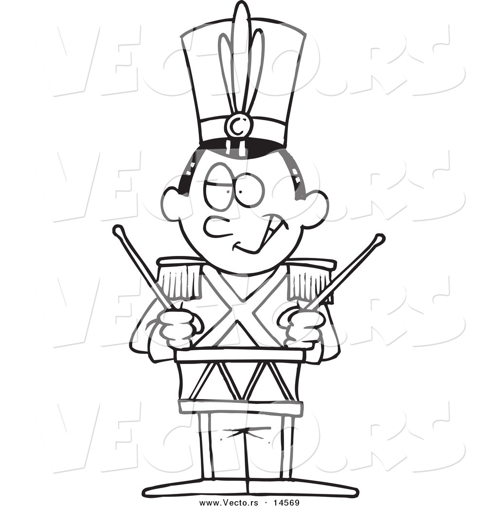 Vector of a Cartoon Tin Sol r Drumming Coloring Page Outline