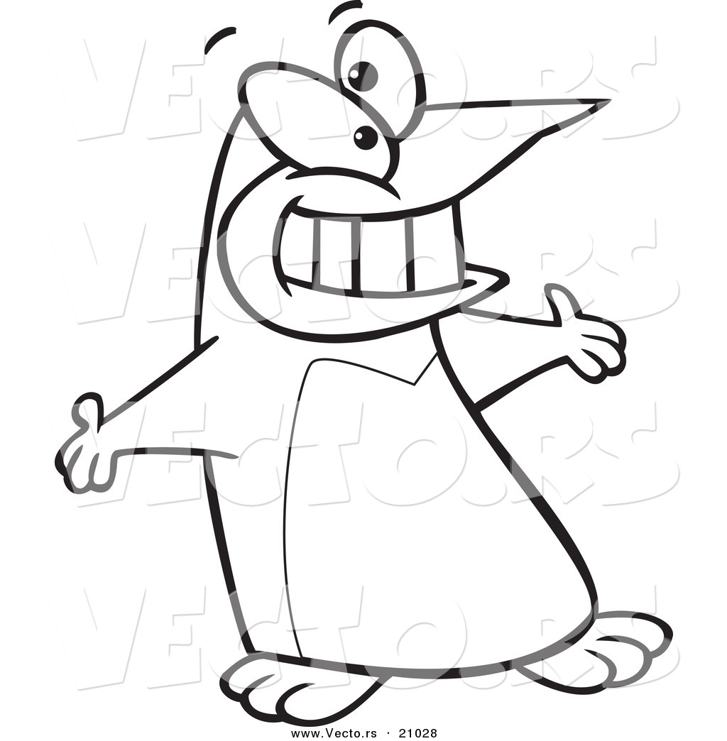Vector of a Cartoon Wel ing Penguin Coloring Page Outline
