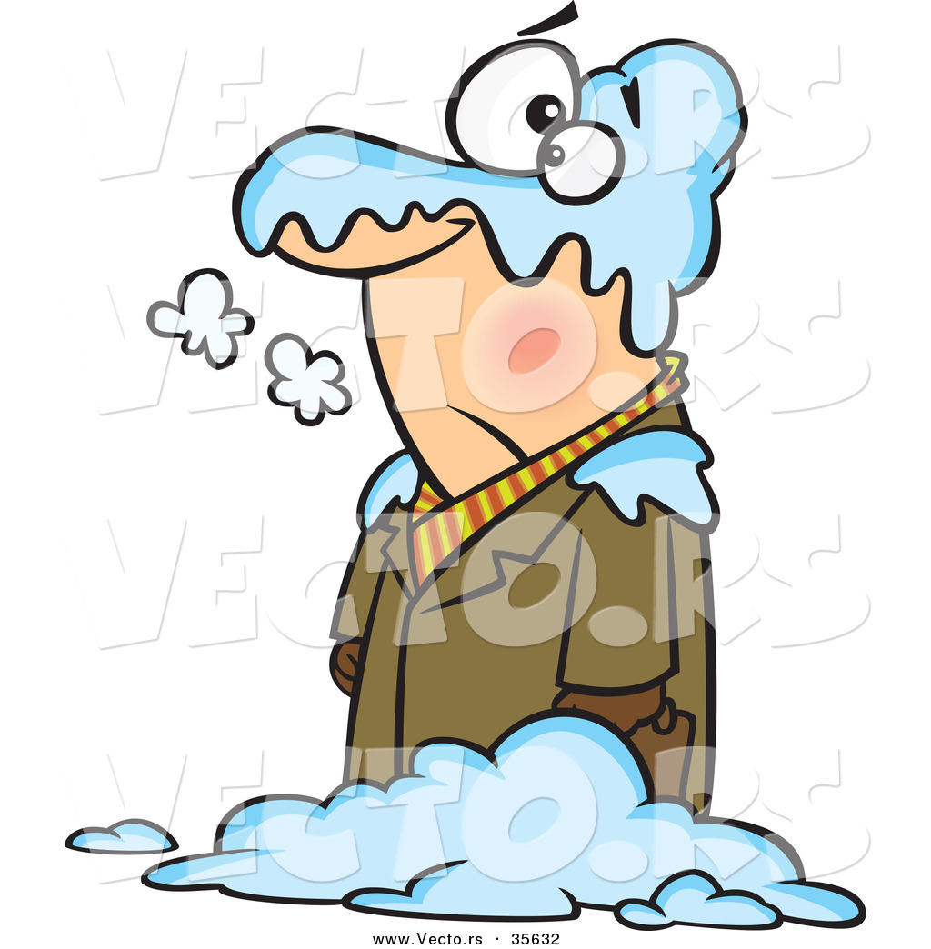 Vector Of A Cold Cartoon Man Standing In A Blanket Of Snow Outside By Toonaday